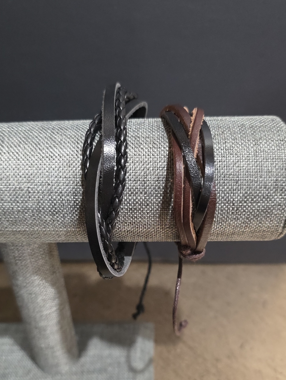 Source Unknown Men's Multi-Strand Leather Bracelets in Black and Brown